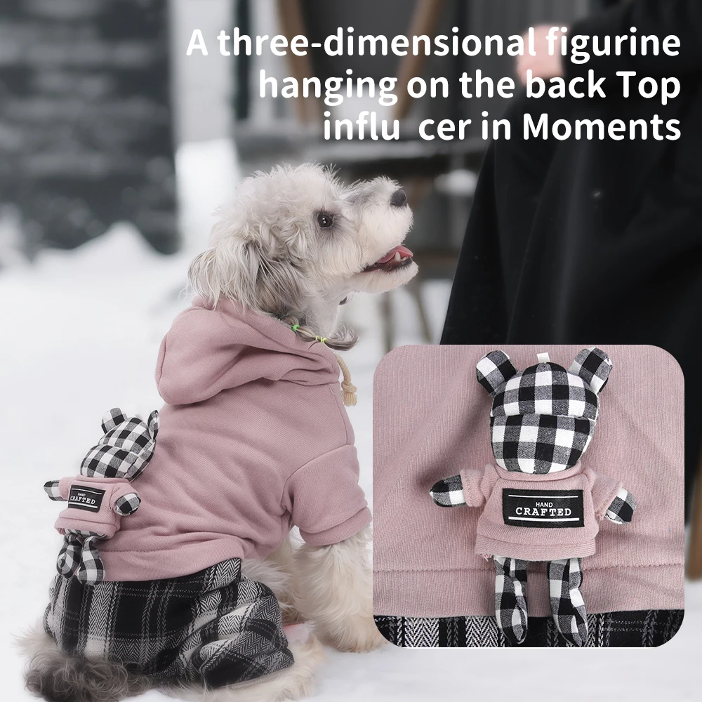 Ropa para perros de otoño e invierno con capucha, diseño de cuatro patas, muñeca blanca y negra, ropa para mascotas para perros - imagen 4