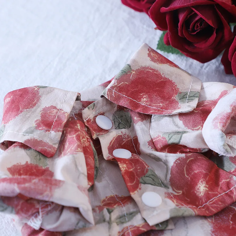 Camisa con cuello de flores para mascotas, camisa de vacaciones para perros, protector solar para perros pequeños, ropa de dos piernas, ropa para cachorros - imagen 4