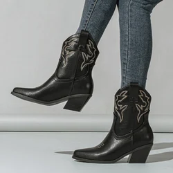 Botines western de cuero para perra – Negro, marrón, otoño e invierno