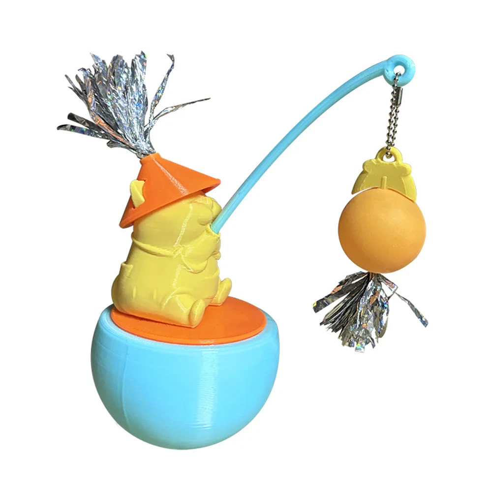 Nuevo juego de juguetes para gatos: varita teaser + lindo vaso para rascar la bola, autojuego para aliviar el aburrimiento,