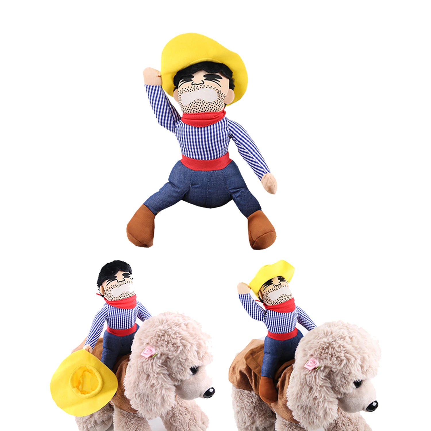 Ropa de jinete vaquero para perro mascota, traje bonito con sombrero para Halloween, Navidad, Festival, decoraciones para fiesta, disfraz de Cosplay para cachorros, 1 ud. - imagen 5