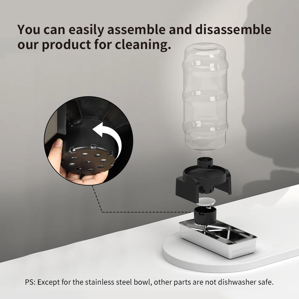 Dispensador de agua para mascotas de acero inoxidable de plástico estable sin fugas de gran capacidad para gatos y perros - imagen 5