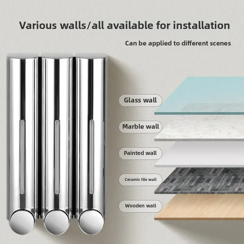 Dispensador de jabón líquido Lamgool, dispensador de jabón de ducha montado en la pared de 420Ml, dispensador de detergente en Gel de ducha para accesorios de baño - imagen 5