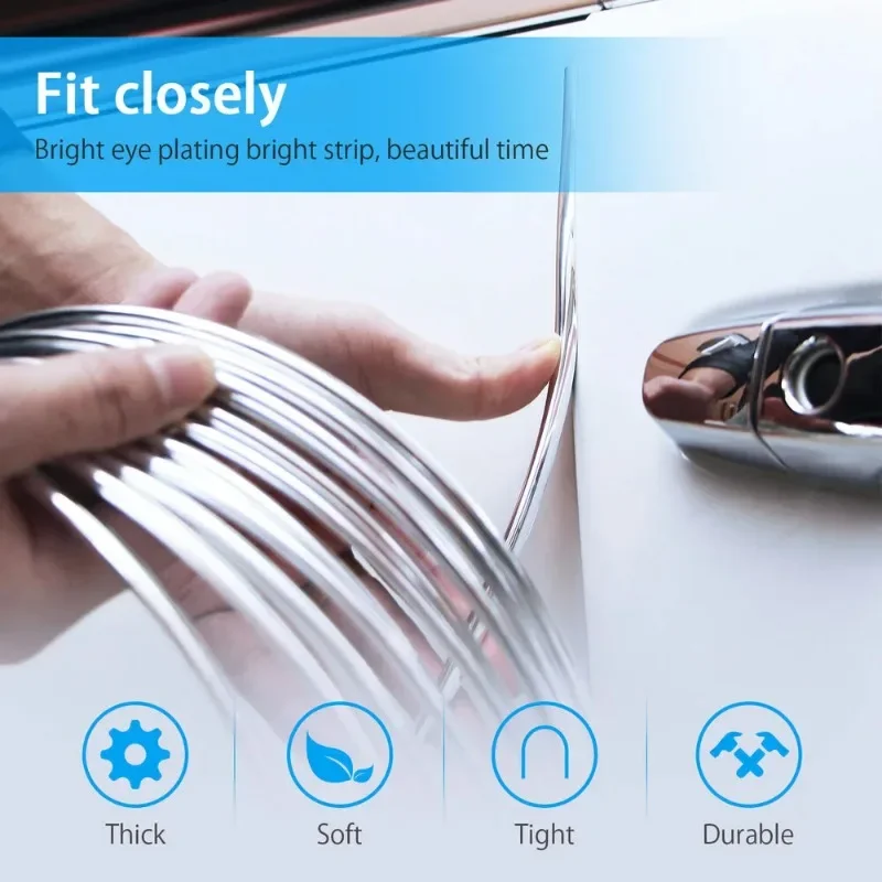 Tira embellecedora de moldura cromada para puerta de coche de 6m, Protector de borde contra arañazos, rollo de tira de cubierta, tira embellecedora de moldura de estilo cromado