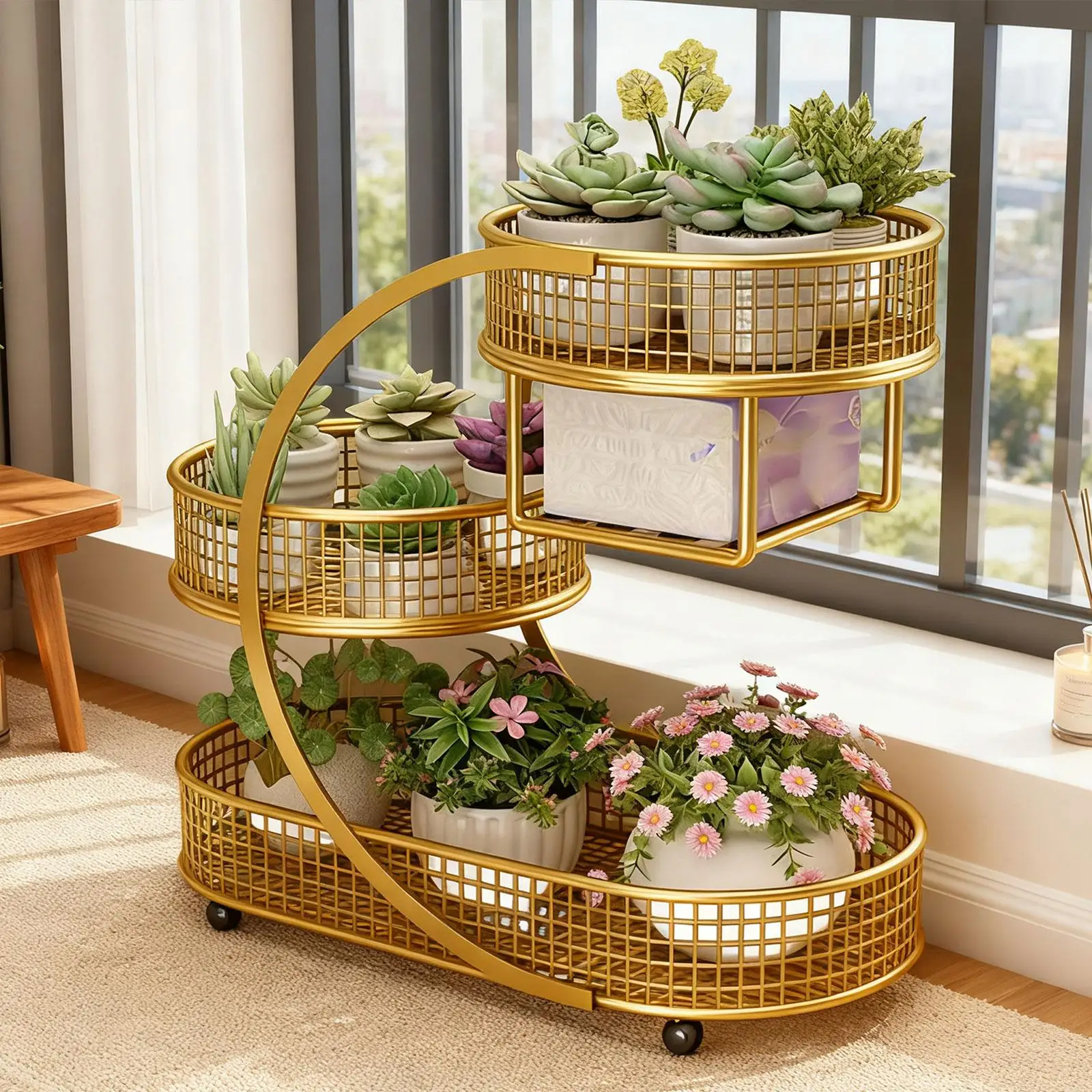 Soporte para cesta de frutas, cestas de almacenamiento de pan, cesta moderna de almacenamiento de frutas y verduras resistente de 3 niveles para aperitivos domésticos y sala de estar