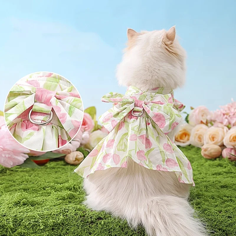 Ropa para gatos con correas Devon Rex, vestidos de tulipán para gatos, ropa para mascotas, vestidos para gatitos, vestidos estilo princesa Ragdoll con correa - imagen 2
