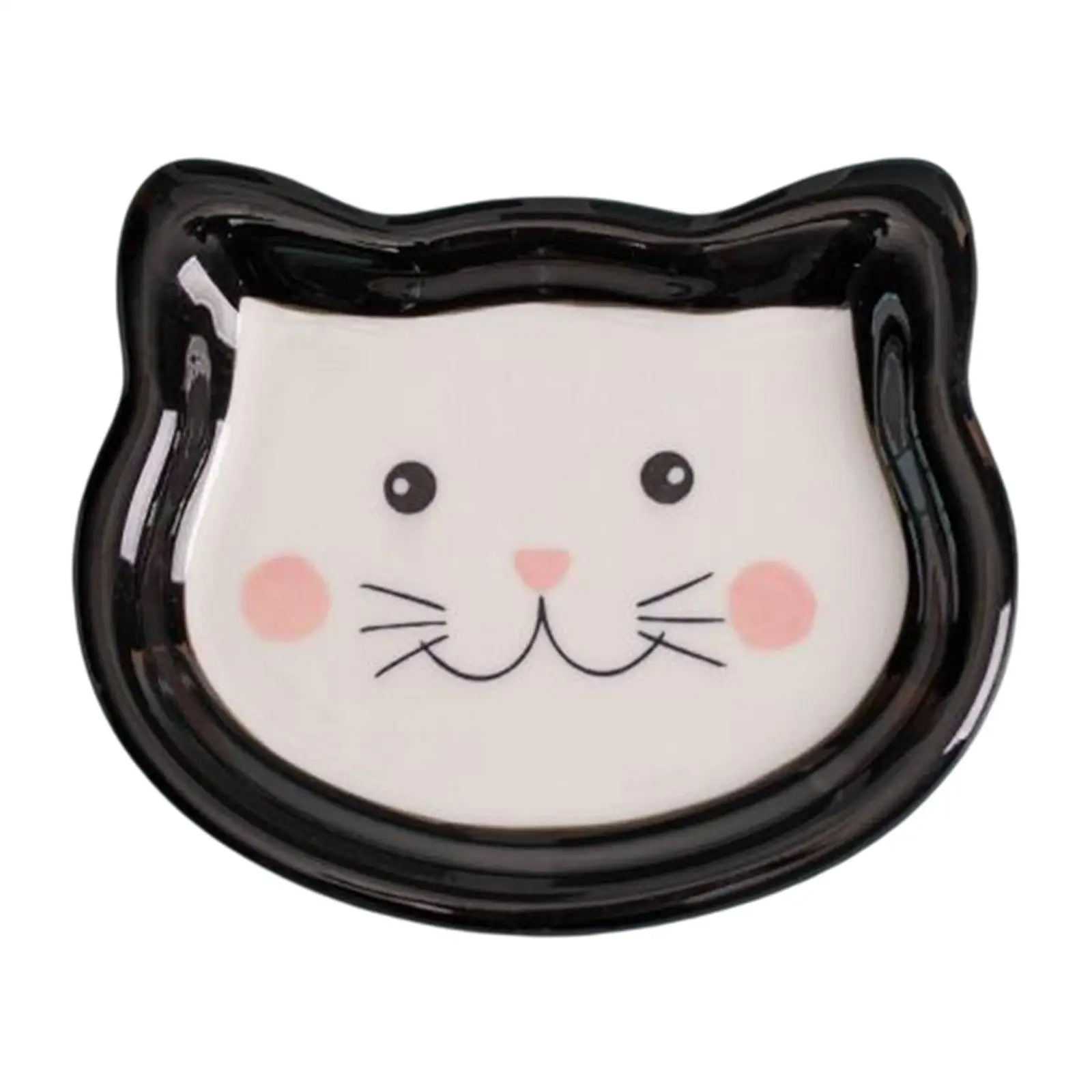Cartoon Cat Bowl Small Non Skid Saucer Shape Feeder Bowls Plate Ceramics for