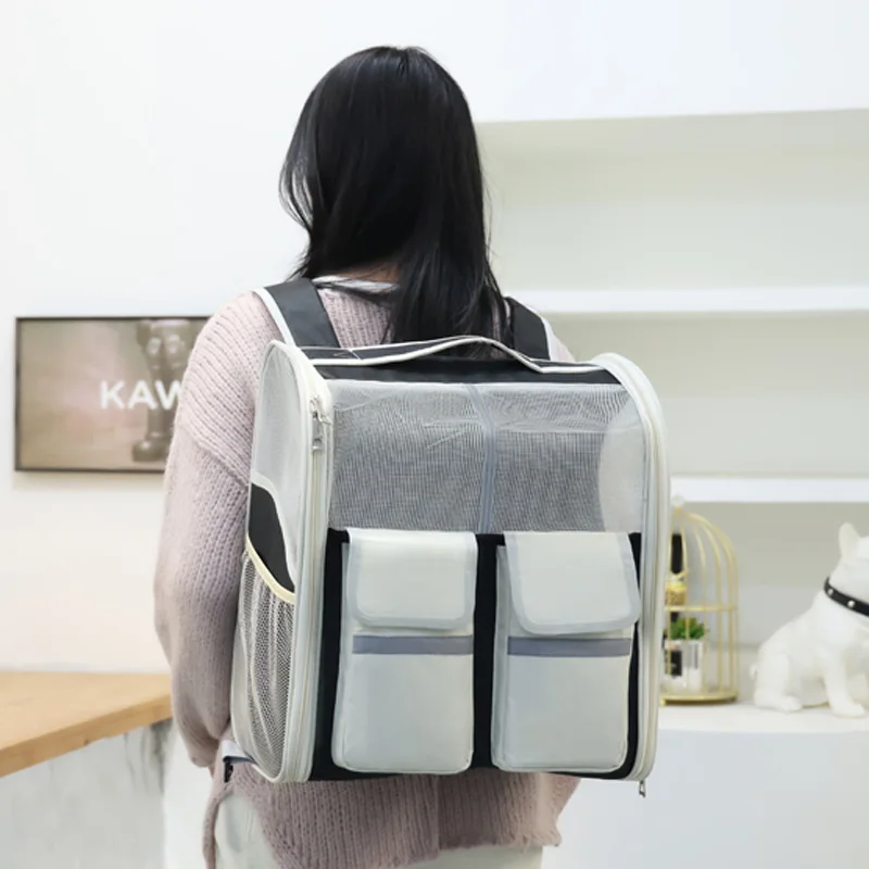 Mochila transpirable plegable con ruedas para perros y gatos - imagen 3