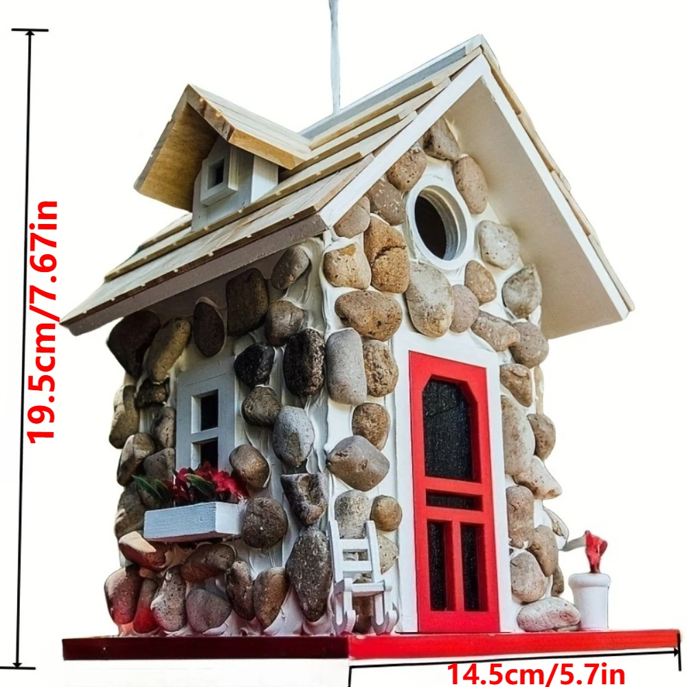 Casa de pájaros de resina para exteriores, casas de pájaros para anidar aves salvajes, casas de pájaros de piedra decorativas para decoración de jardín y patio