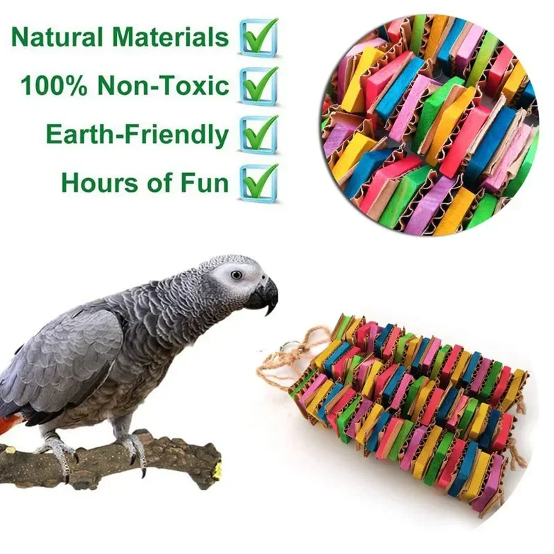Juguete de pájaro loro para periquitos, agaponis, cartón para masticar, destruir pájaros, juguetes de loro para pájaros grandes y pequeños, accesorios de juguete - imagen 4