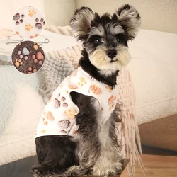 Acogedor chaleco polar para mascotas con bonito estampado de patas: ropa cálida de invierno para perros y gatos pequeños a extra pequeños, lavable a máquina