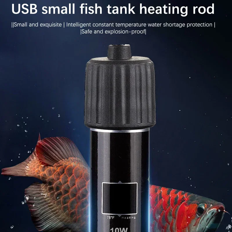 Varilla calefactora USB mini para acuario vista frontal