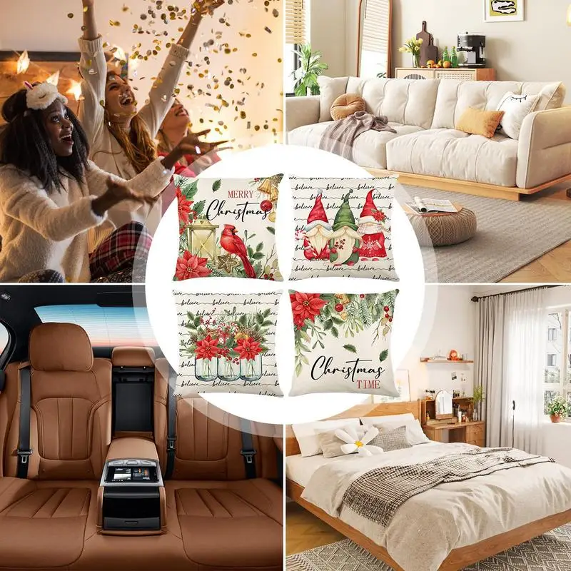 Fundas de almohada de decoración navideña, suave, gnomo, sofá - imagen 5