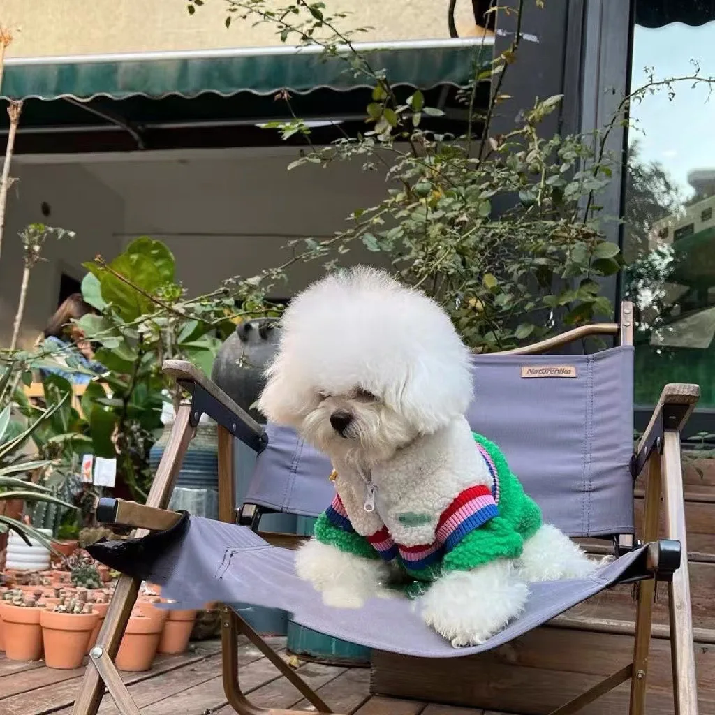 Abrigo de empalme colorido de lana de cordero para mascotas, Teddy Schnauzer grueso, ropa cálida de lana para perros, ropa para cachorros para perros pequeños - imagen 3