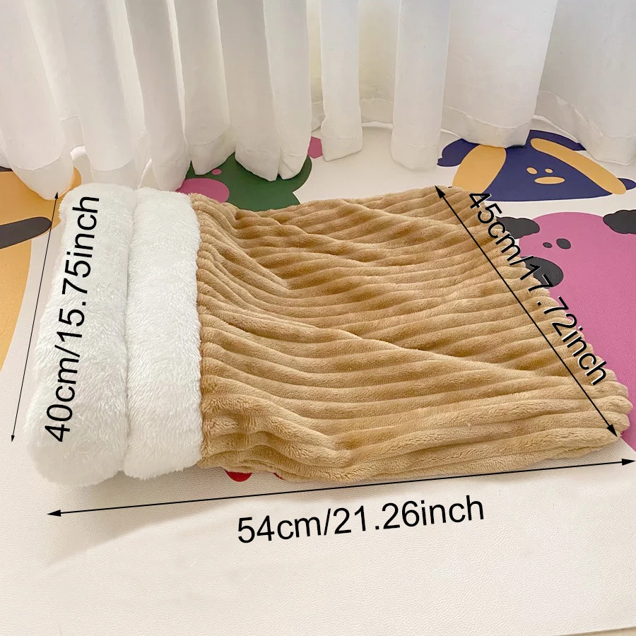 Saco de dormir de invierno para gatos, saco de gato de felpa suave, 360 °   Cama envolvente para gatos, cama nido sin carga y lavable para gatos de interior y perros pequeños - imagen 2