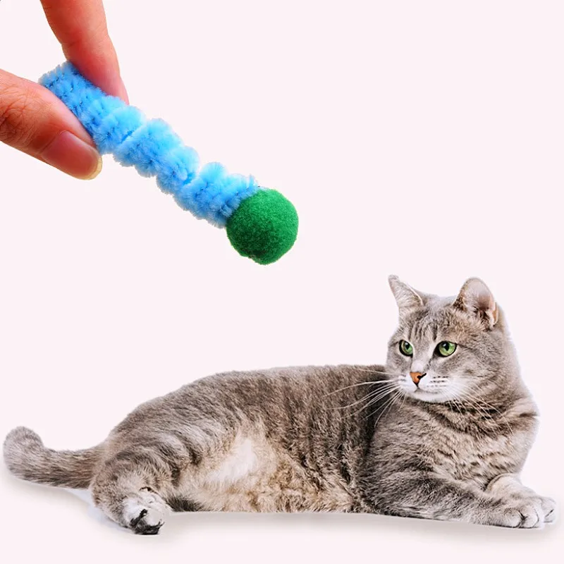 Juguete para gatos, juego de primavera, juguetes para gatos, bola de lana colorida interactiva, juguete de 4 Uds., juego de primavera Teaser, juguetes para gatos, productos para mascotas - imagen 2