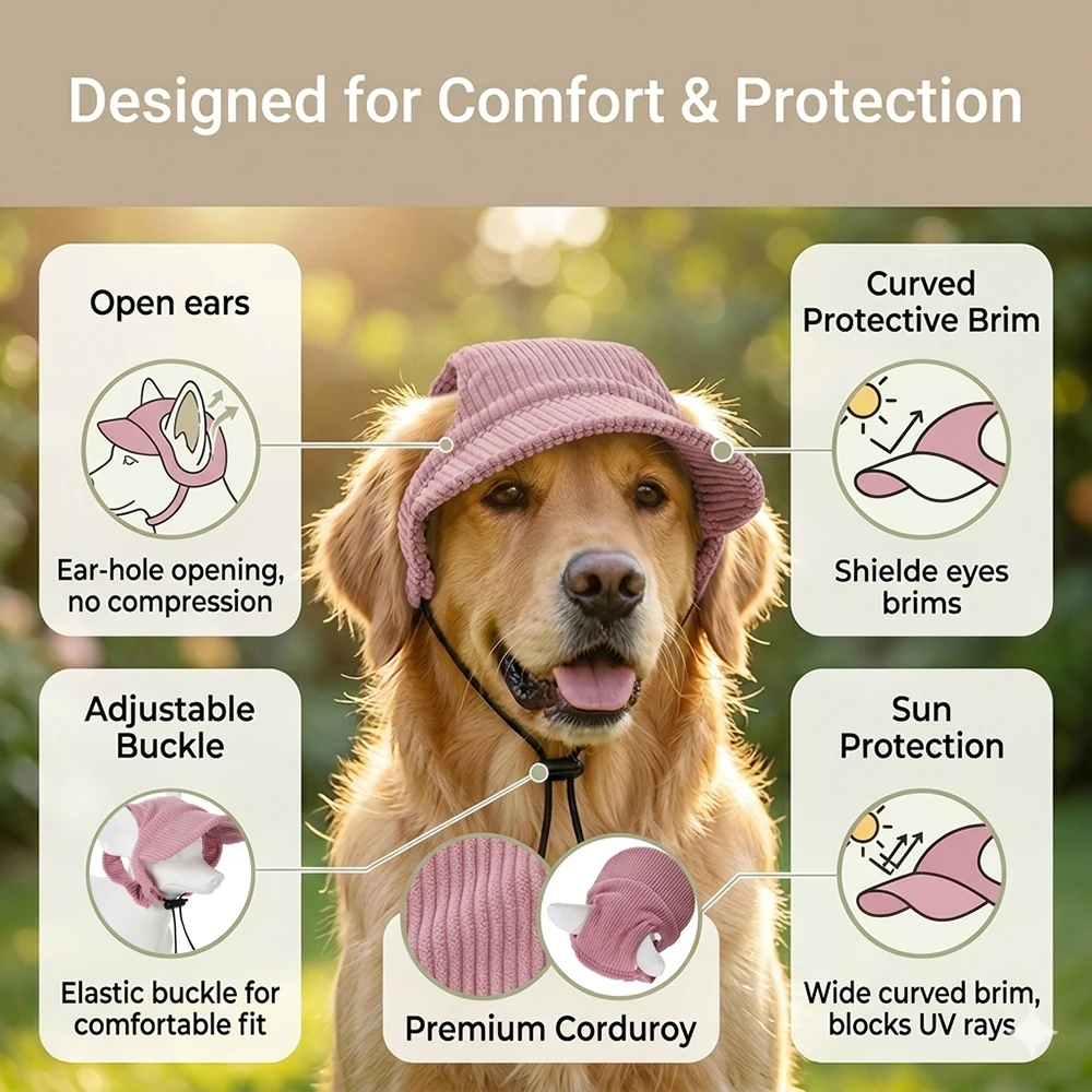 Gorra protección solar perro transpirable ajustable con sombra - imagen 3