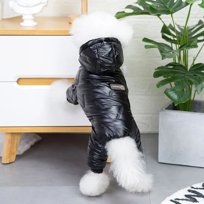 Abrigo de invierno para perro, traje de nieve impermeable con forro polar para cachorros, mono con capucha de aviador, trajes de nieve para cachorros pequeños Yorkie - imagen 5