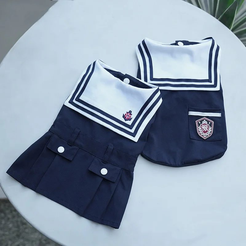 Ropa de verano para perros, traje de marinero, bonito vestido de marinero para Bichon Frises y Schnauzers, ropa ligera y transpirable para perros - imagen 5