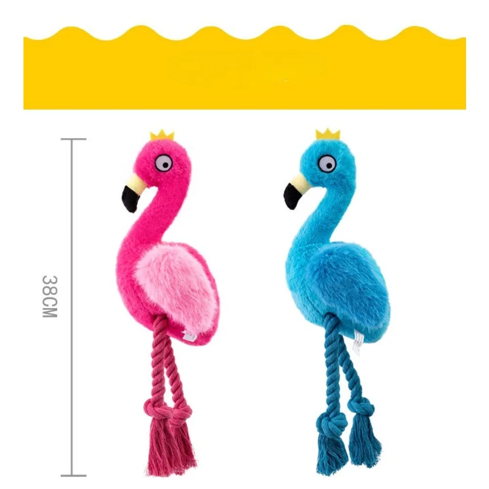 Cuerda para morder de perro con flamenco de peluche, juguetes para perros, seguro, duradero, trenzado, juguetes para masticar para perros, resistente, limpieza Molar de cachorro, cuerda de algodón para dientes - imagen 2