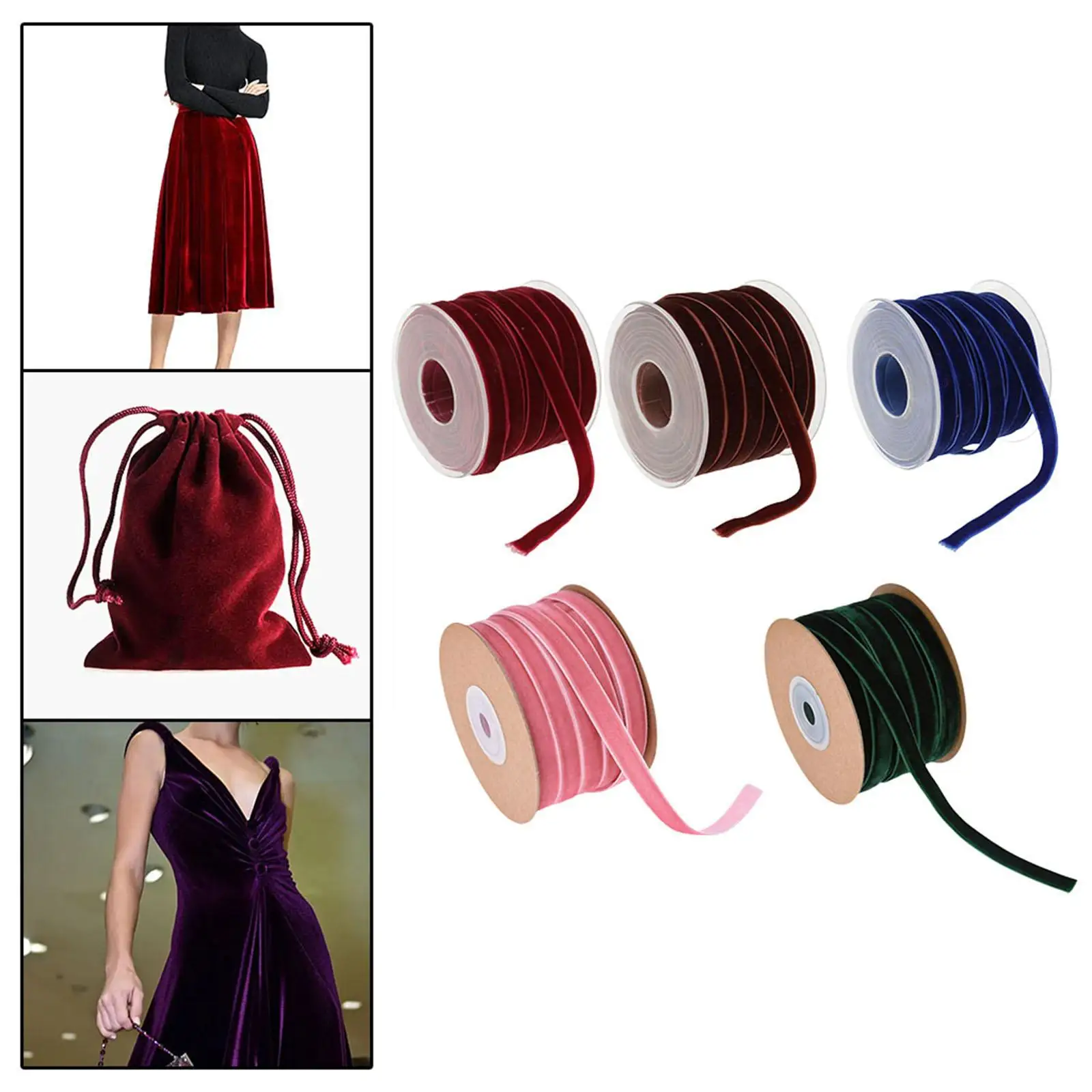 Velvet Ribbon Fashionable Florist Ribbon with Spool for Gift Wrapping Decoration Birthday Bow Making Anniversary Handmade Crafts