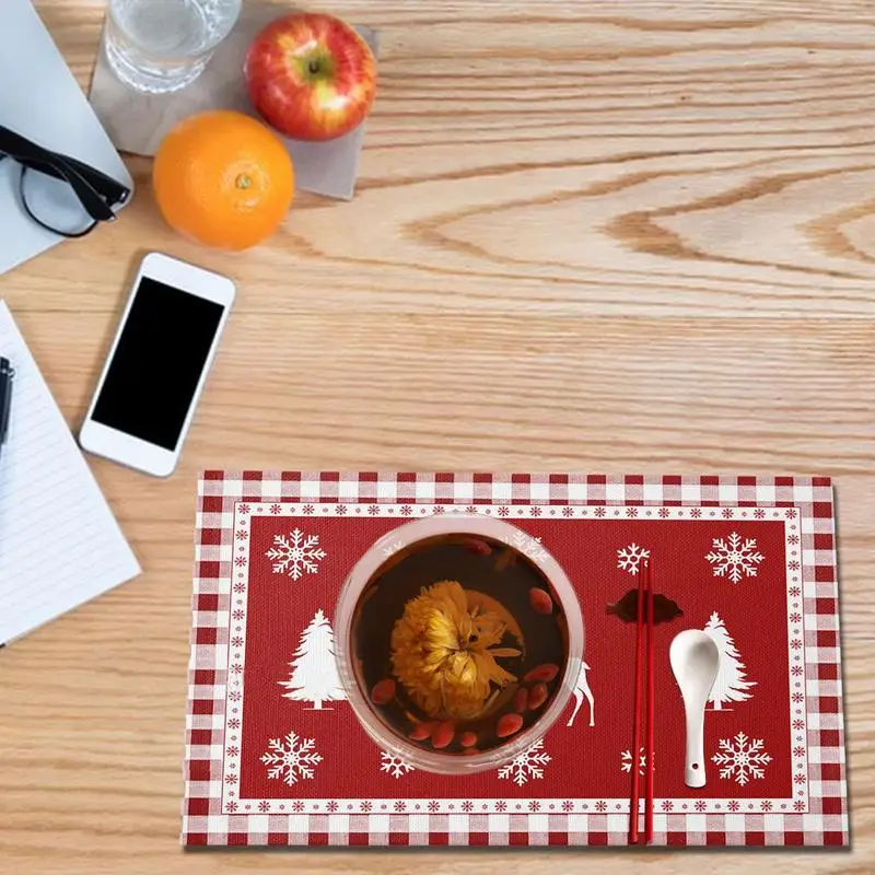 Manteles Individuales de Gnomo de Papá Noel rústico, resistentes al desgaste, decoración de temporada, suministros de fiesta para Hotel, cafetería, café, navidad - imagen 5