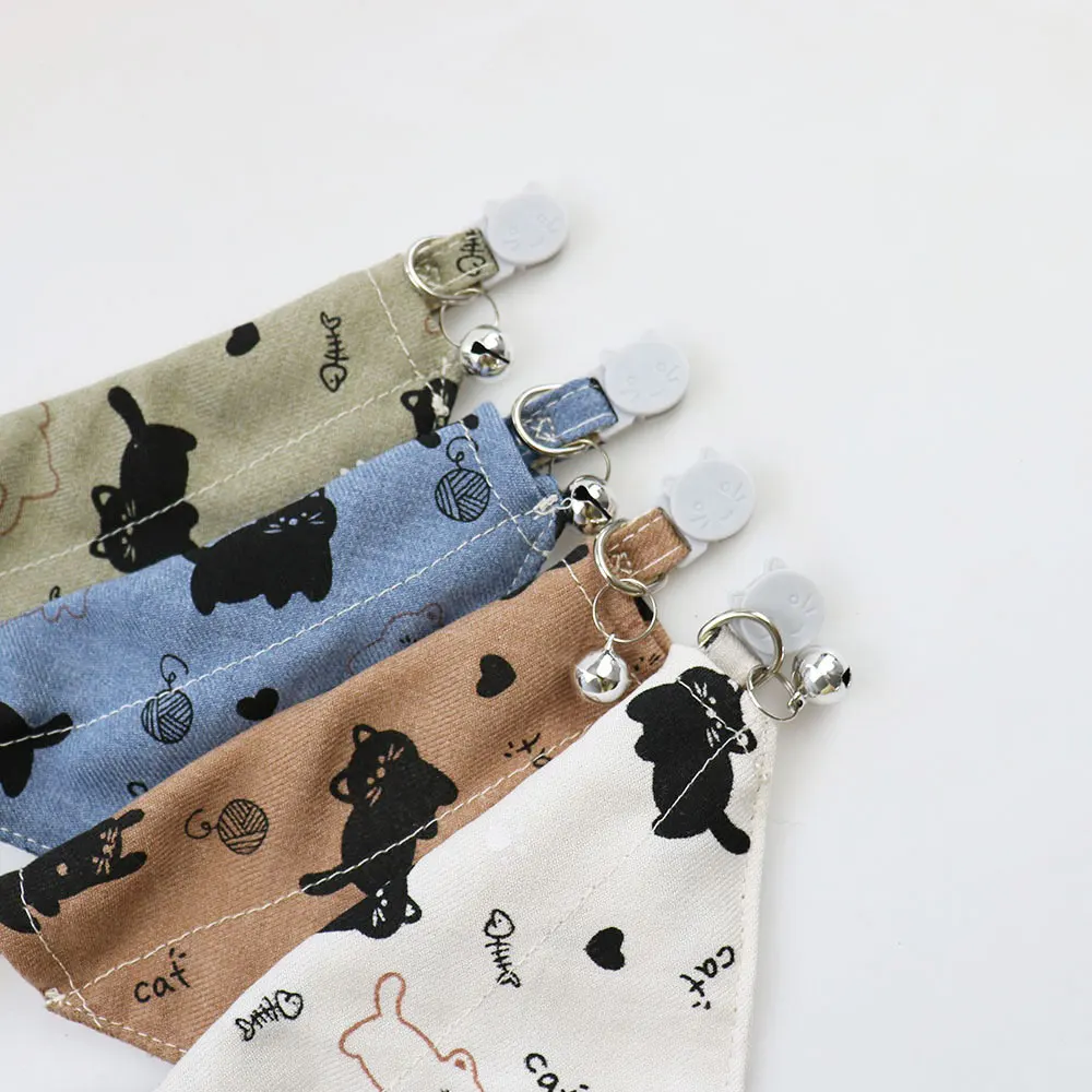 Collar de gato bonito, bufanda triangular, Collar para mascotas con campana, Collar de seguridad ajustable para gatito, accesorios para gatos, suministros al por mayor - imagen 4