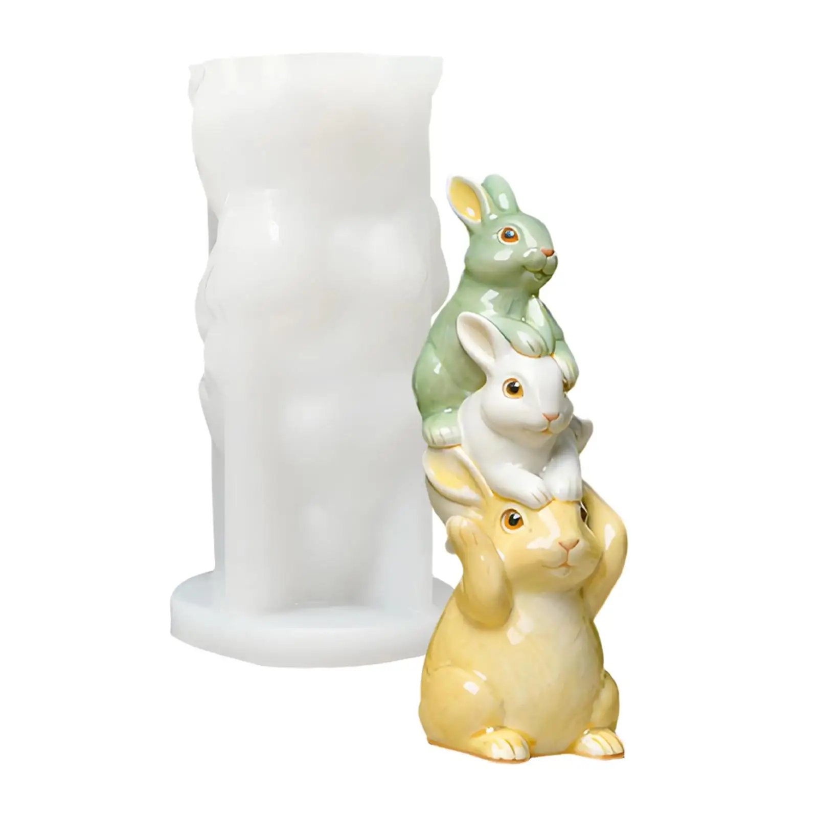 Easter Candle Mould Reusable Desktop Ornament Silicone Mould Soap Mould Rabbit Design for Party Table Decoration Scented Candle