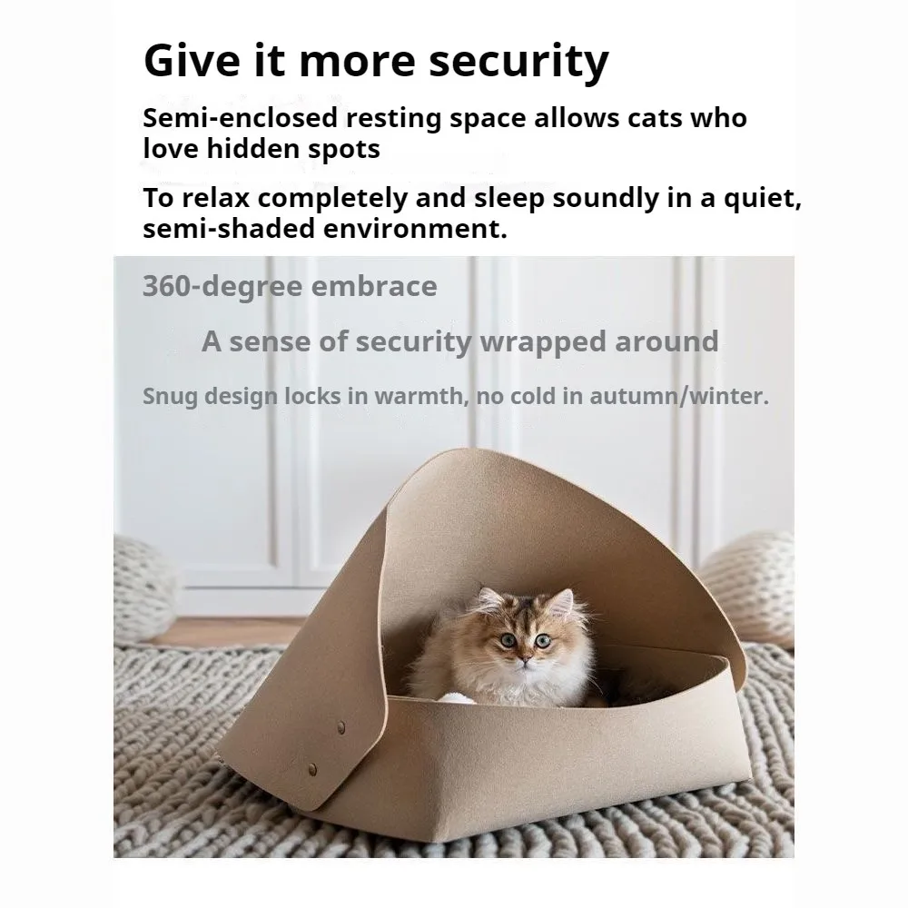 Cama de fieltro para gatos, casa con orificio para respirar, cama para perros, juguetes interactivos para gatos para ocultar, túnel 2 en 1 para cama para gatos - imagen 2