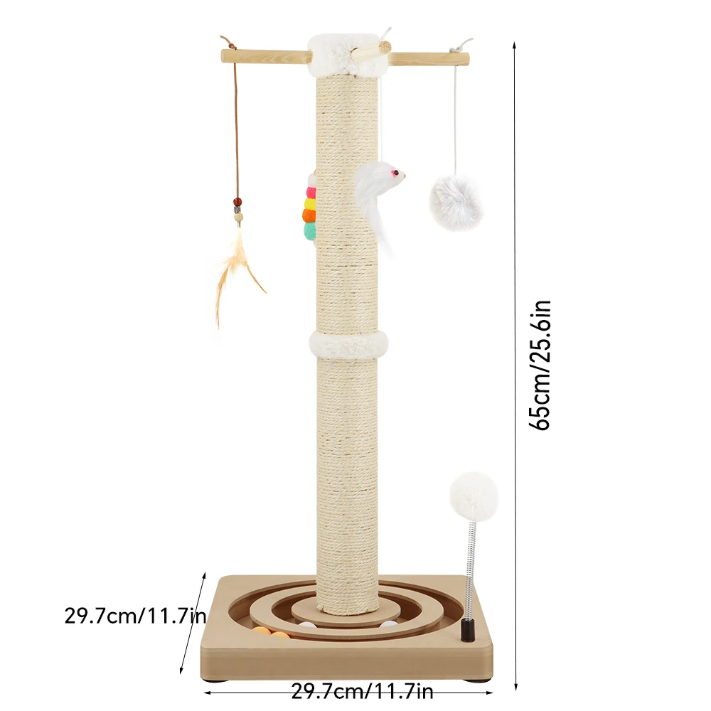 Rascador para gatos con estación de juegos y cuerda de sisal - imagen 2