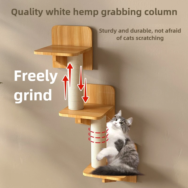 Marco de escalada para gatos montado en la pared, combinación libre DIY, poste rascador para gatos, rascadores de madera de pino, casa oculta para gatos, suministros para mascotas - imagen 3