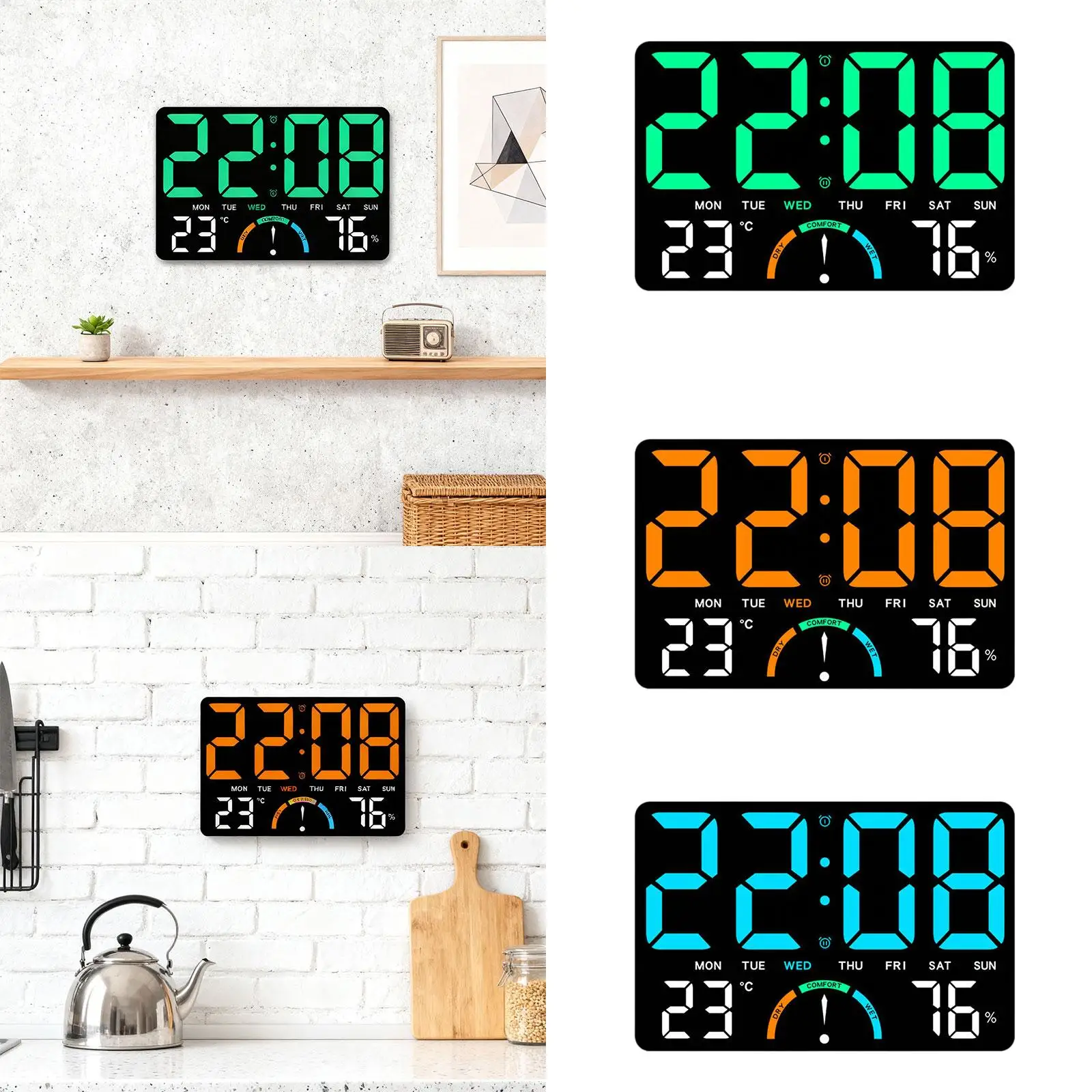 Reloj despertador digital LED con brillo ajustable para dormitorio - imagen 2
