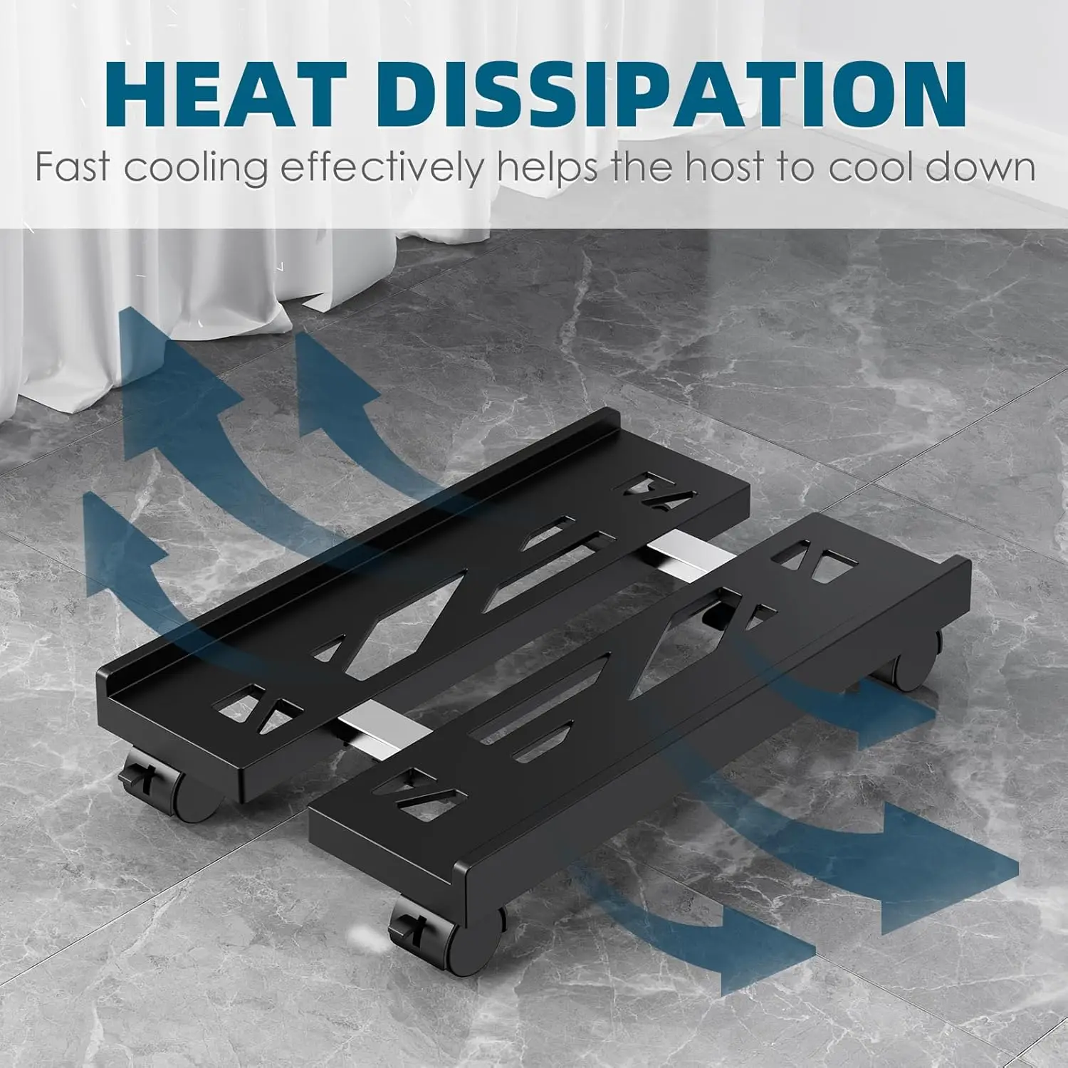 Soporte de torre de computadora ajustable, soporte de CPU móvil con 4 ruedas giratorias, soporte de CPU debajo del escritorio, carrito de piso de PC, elevador de PC - imagen 4