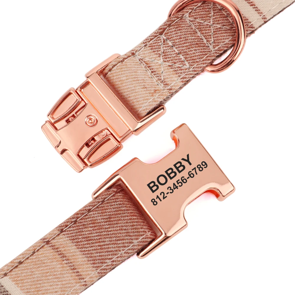 Collar personalizado a cuadros para mascotas, collares personalizados de alta calidad con pajarita, collares ajustables para perros, accesorios de grabado gratis - imagen 4