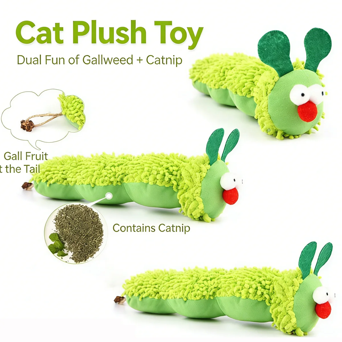 Juguete oruga menta para gatos – Almohada suave resistente a arañazos - imagen 2