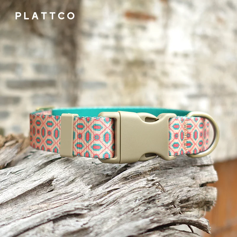 PLATTCO-Correa de poliéster estampada para mascotas, Collar para perros, bronceado, esmalte, PDC370, venta al por mayor - imagen 2
