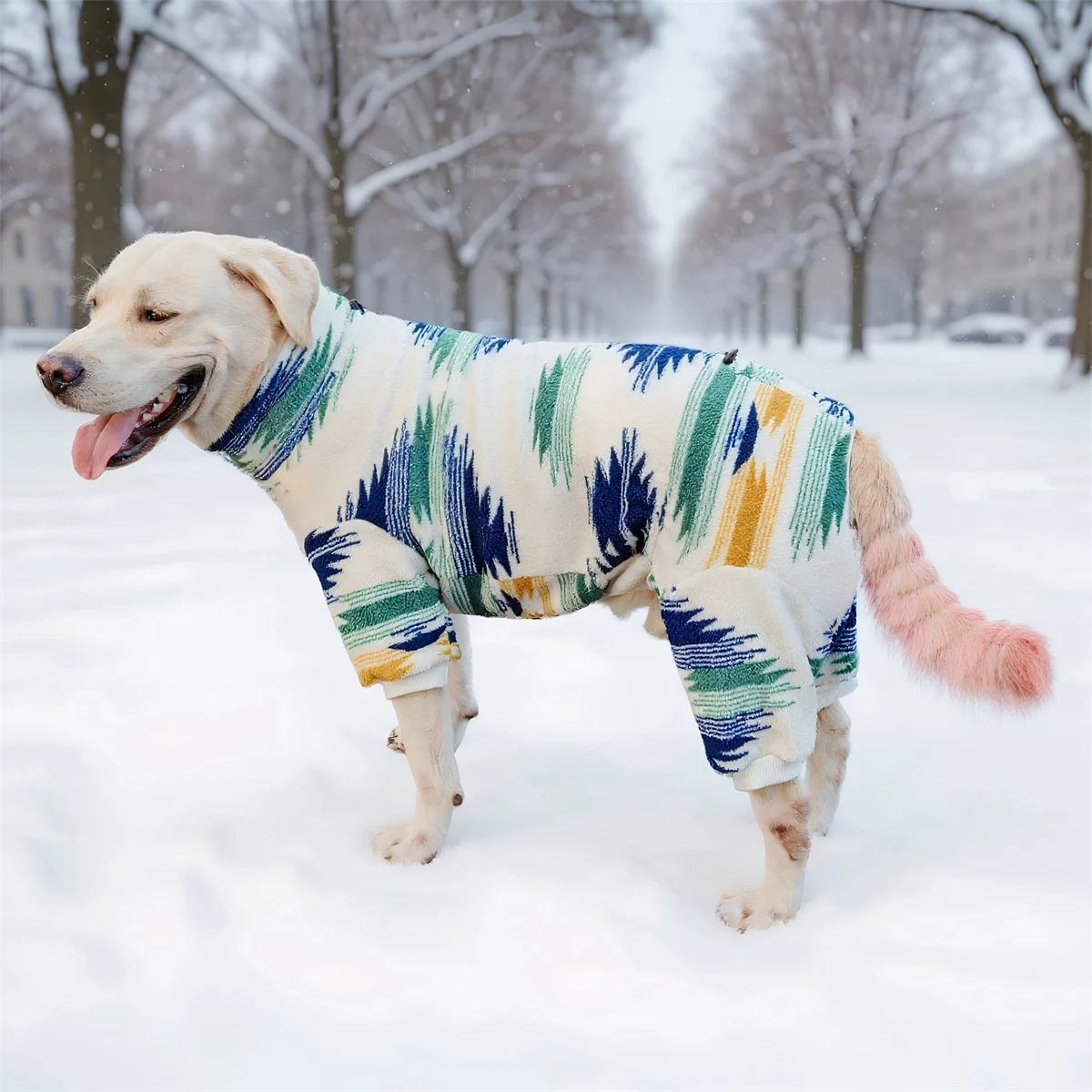 Ropa cálida de invierno para perros, pijamas de lana para perros, monos geométricos de lana Sherpa para perros, jersey a prueba de viento, abrigo grueso para perros pequeños y grandes - imagen 5