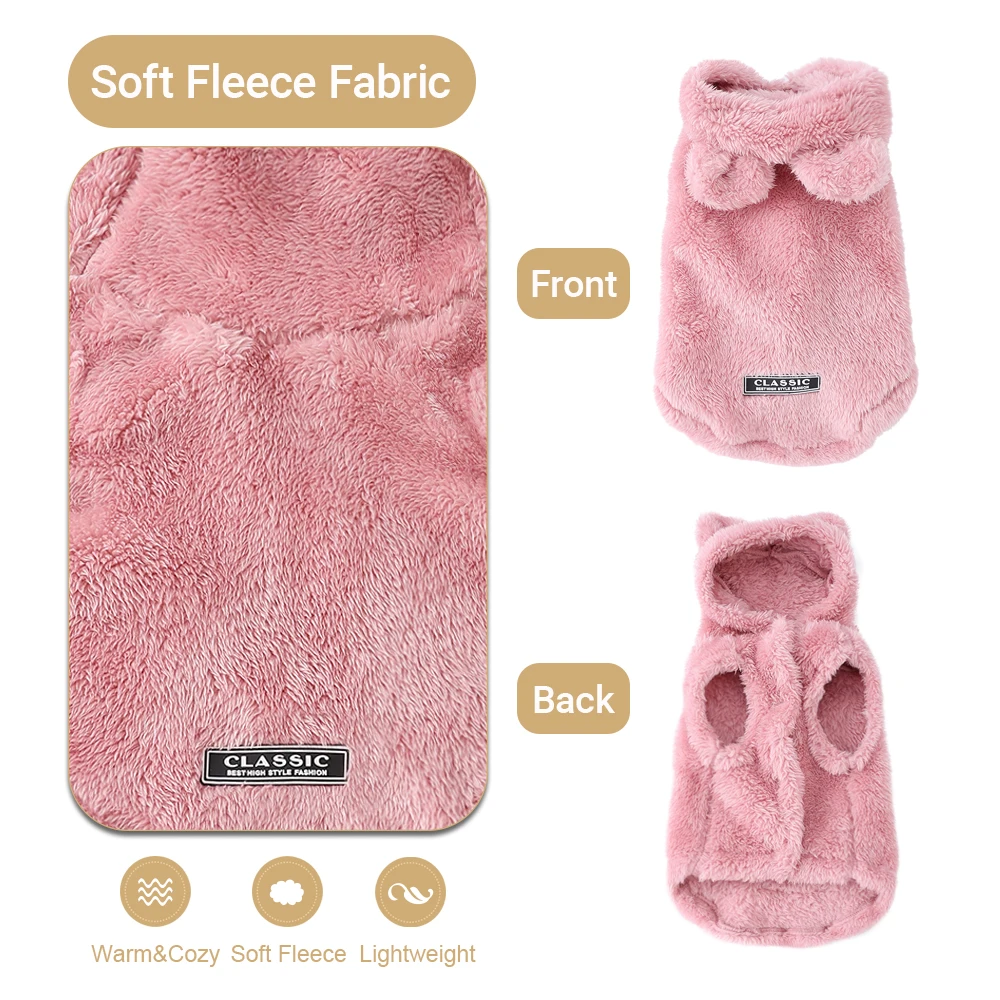 Fleece Cats Hoodie Winter Warm Clothes For Small Medium Dogs Cat Cute Hooded Puppy Kitten Coat Sweater Chihuahua Yorkie Costume - imagen 4