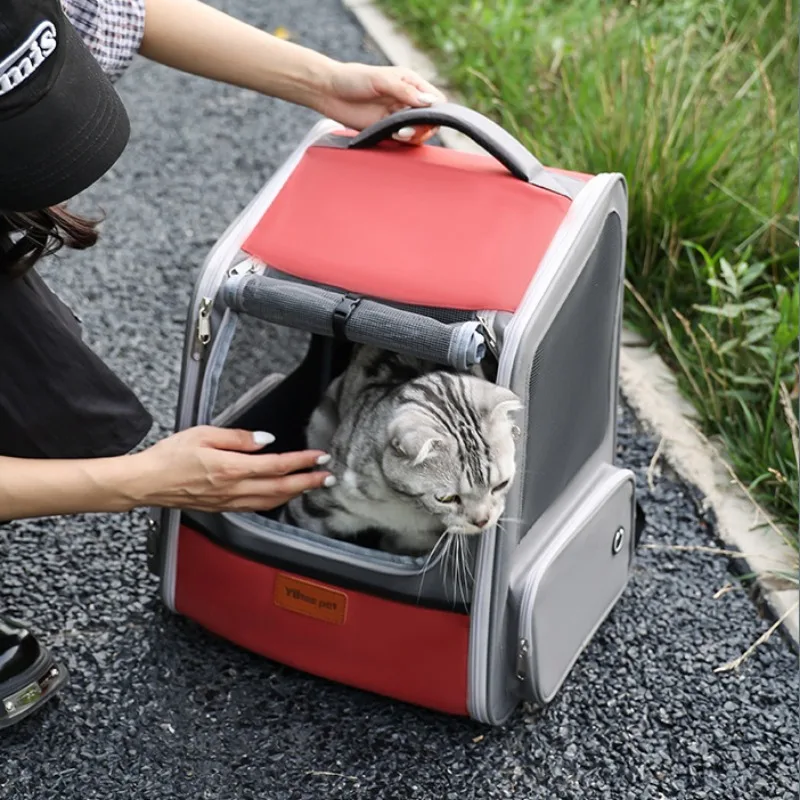 Mochila transportadora de gatos escalable para mascotas, bolso de hombro transpirable para viajes al aire libre para perros pequeños, suministros de transporte portátiles para cachorros y gatitos - imagen 4
