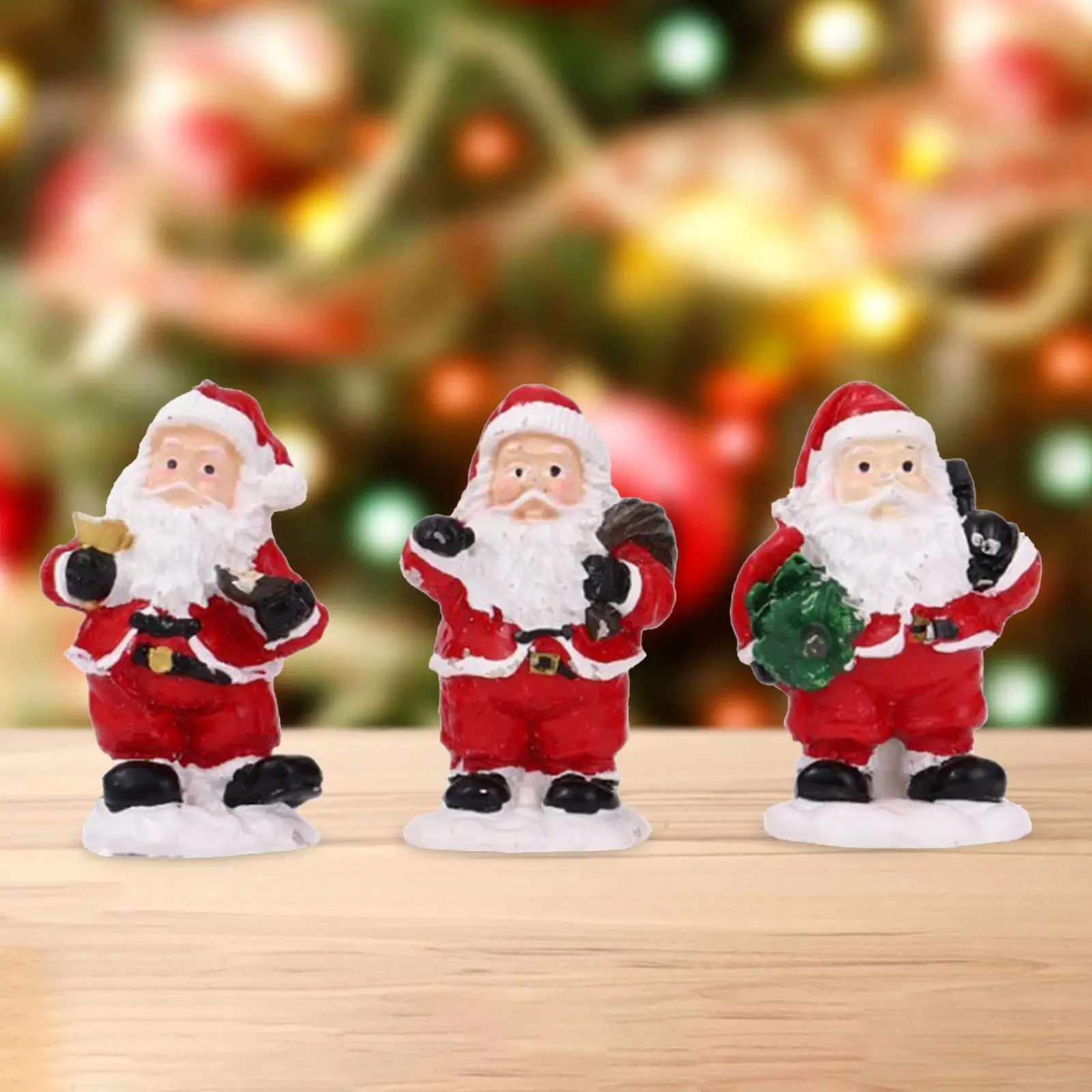3 Pieces Miniature Santa Figurine Santa Statue Ornament Xmas Sculpture for Wedding 3 Pieces Miniature Santa Figurine Santa Statue Ornament Xmas Sculpture for Wedding