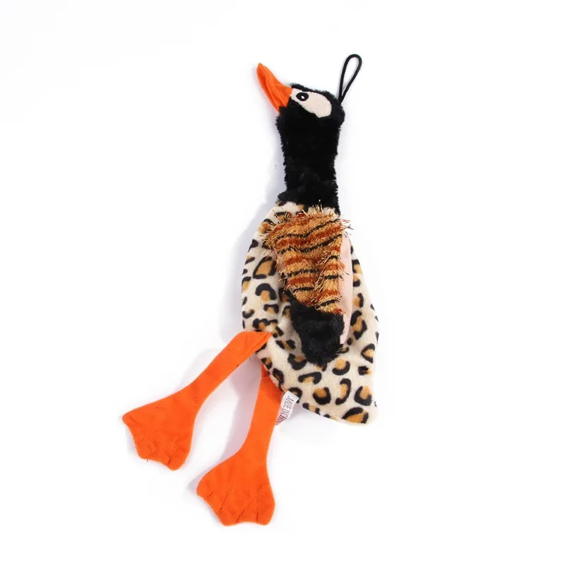 Juguete de peluche chirriante para mascotas, juguete interactivo de 30x9cm con relleno de pato y pájaro, limpieza gratuita para cachorros, cuerda para masticar - imagen 2