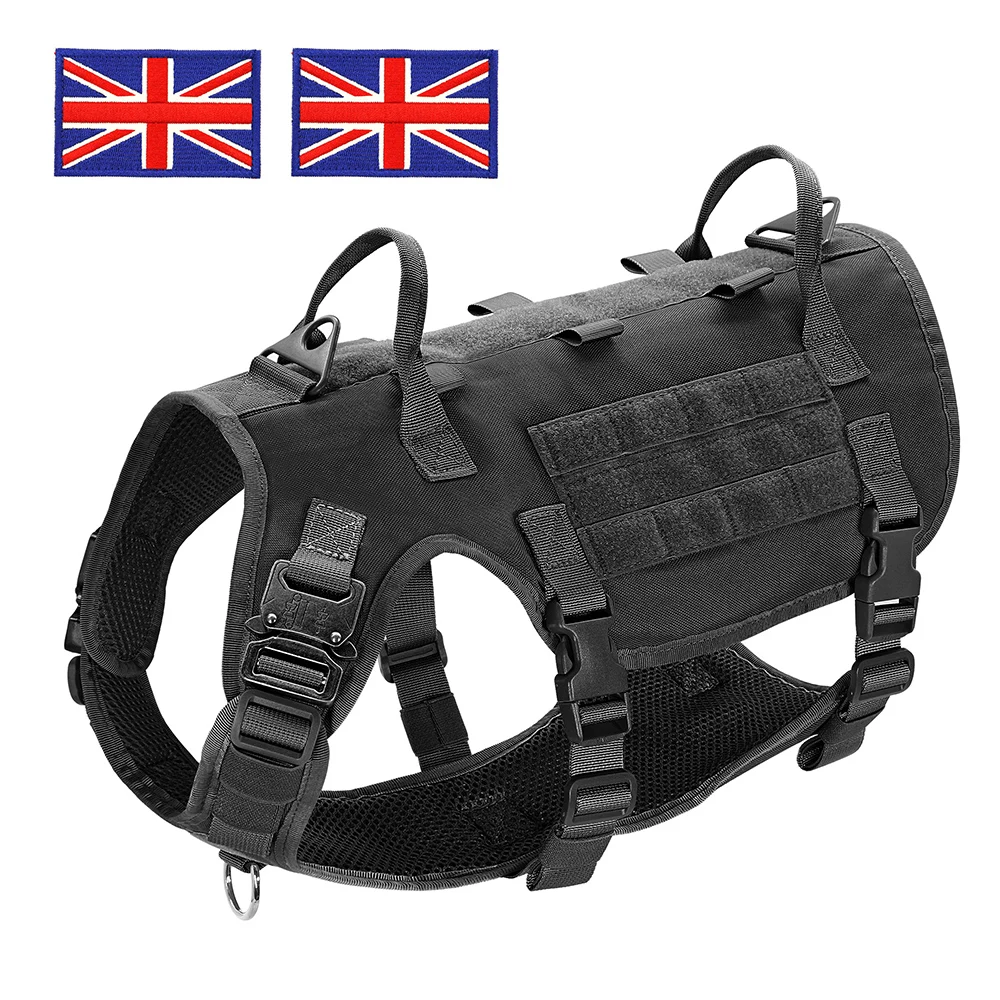 Arnés táctico militar para perros grandes, chaleco, arneses de entrenamiento para perros de nailon duraderos con banderas ajustables para perros grandes, pastor alemán - imagen 2