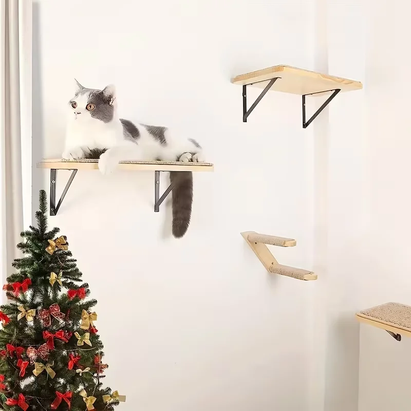 Estante flotante de madera para gatos – Montaje en pared - imagen 2