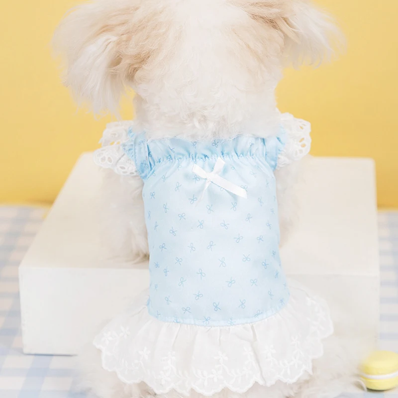 Ropa bonita para mascotas, vestido con estampado de lazo para perro, disfraz de princesa para perro de encaje, camiseta para Chihuahua, accesorios de Bichon, chaleco para cachorro y niña, falda para gato - imagen 2