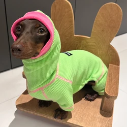Sudadera de 4 patas a la moda para Small Meida Big Wiener en otoño, abrigo transpirable para perros salchicha, mono suave para perro tejón