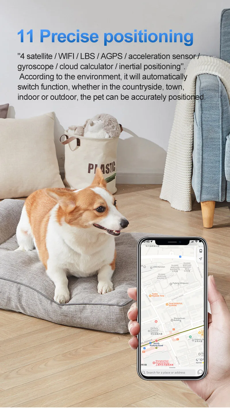 Una persona que sostiene un teléfono con perro en la almohada