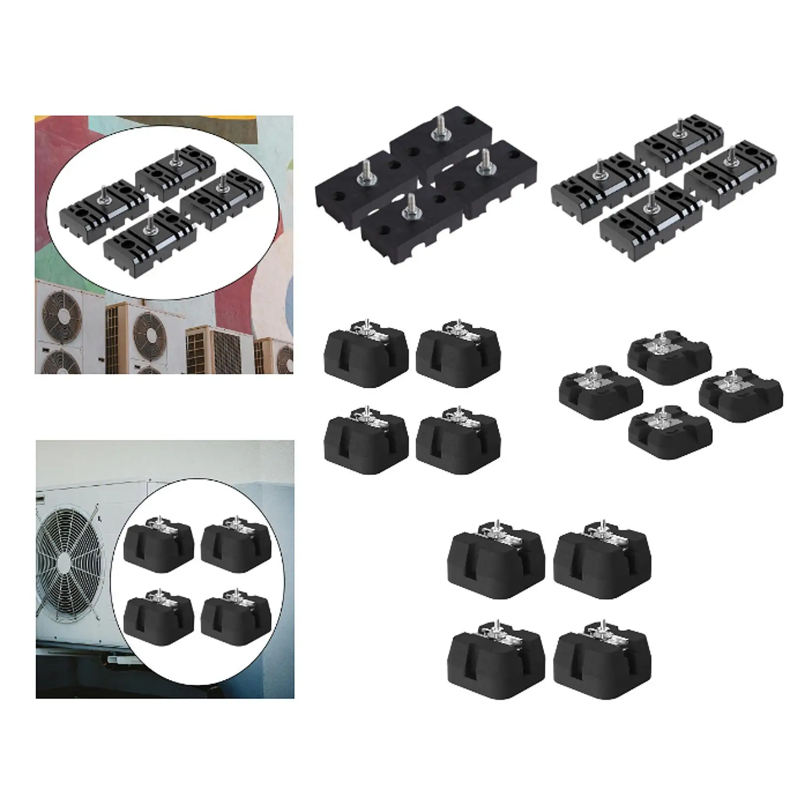 4x Air Conditioning Anti Vibration Pad Rubber Damper Practical Sturdy Anti Slip Shock Pads for Air Conditioner Replace Parts