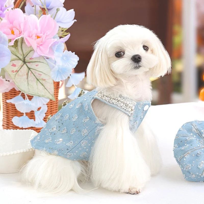 Chaleco y tirantes con forro polar vaquero para perros pequeños como Bichon Frises Poodles chaleco para perros con sombrero ropa para perros - imagen 3