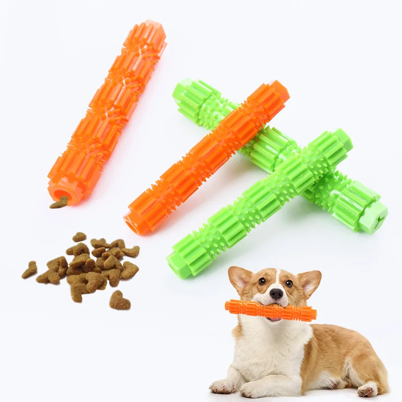 Varilla de molienda de dientes de mascotas, dispositivo de fuga de comida para perros TPR, limpieza de dientes de mascotas, entrenamiento interactivo, juguetes resistentes a mordeduras, 2 colores, 1 ud. - imagen 3