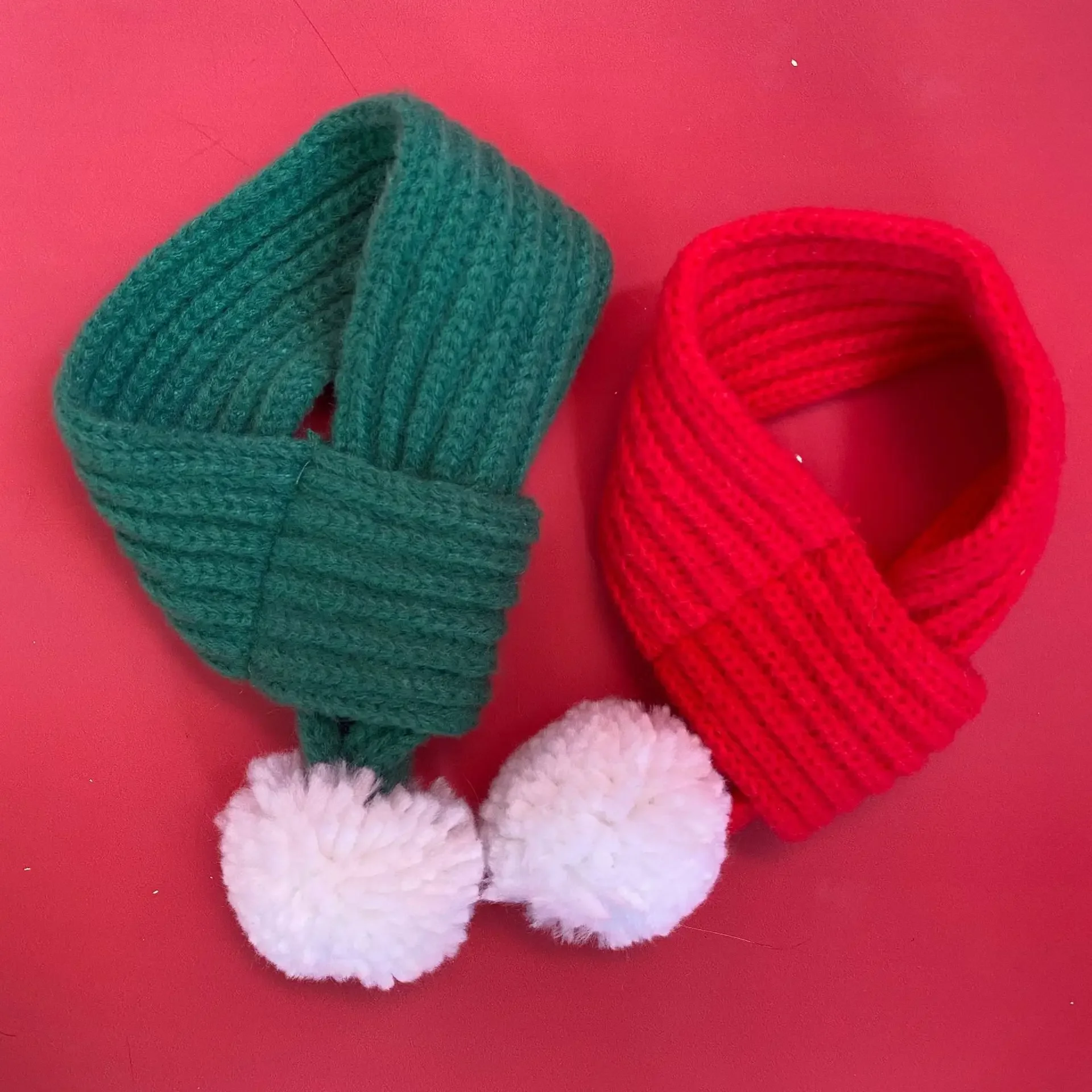 Bufanda para mascotas, bufandas cálidas universales, lámpara pequeña colorida bonita para perros y gatos, ropa cálida de otoño/invierno, bufanda de bola de lana tejida, decoración - imagen 2